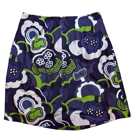 Boden Silk Mini Skirt Blue Cream Lime Floral Print Women’s Size 4R - Picture 8 of 8